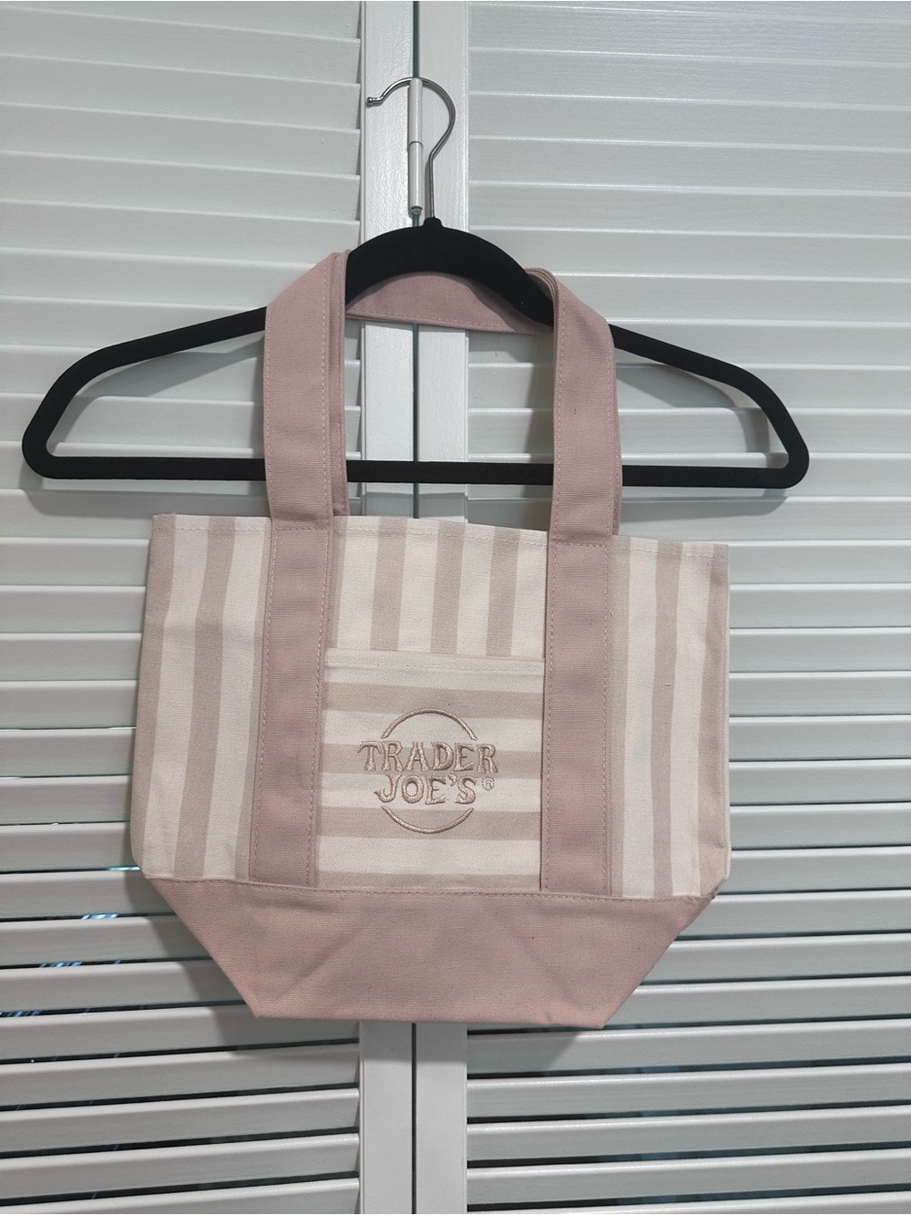 NWT Trader Joe’s Sand/Tan Stripe Canvas Tote Bag